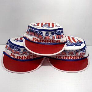 3 Vintage Amer-a-Thon Painters Caps Hats Lightweight Red/White/Blue Adjustabl